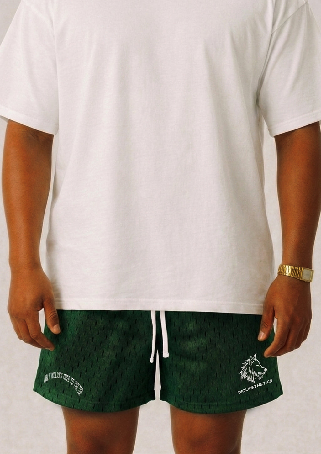 Forest green Polyester double mesh shorts