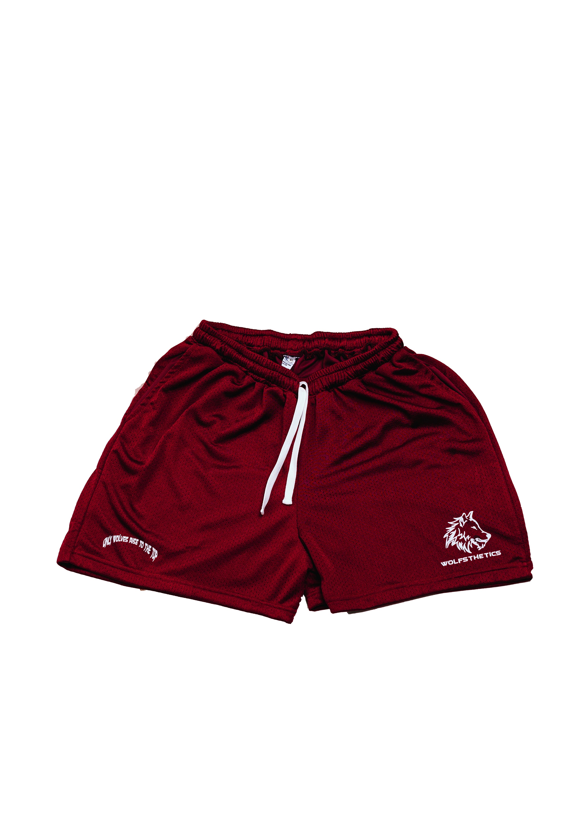 Maroon Polyester double mesh shorts