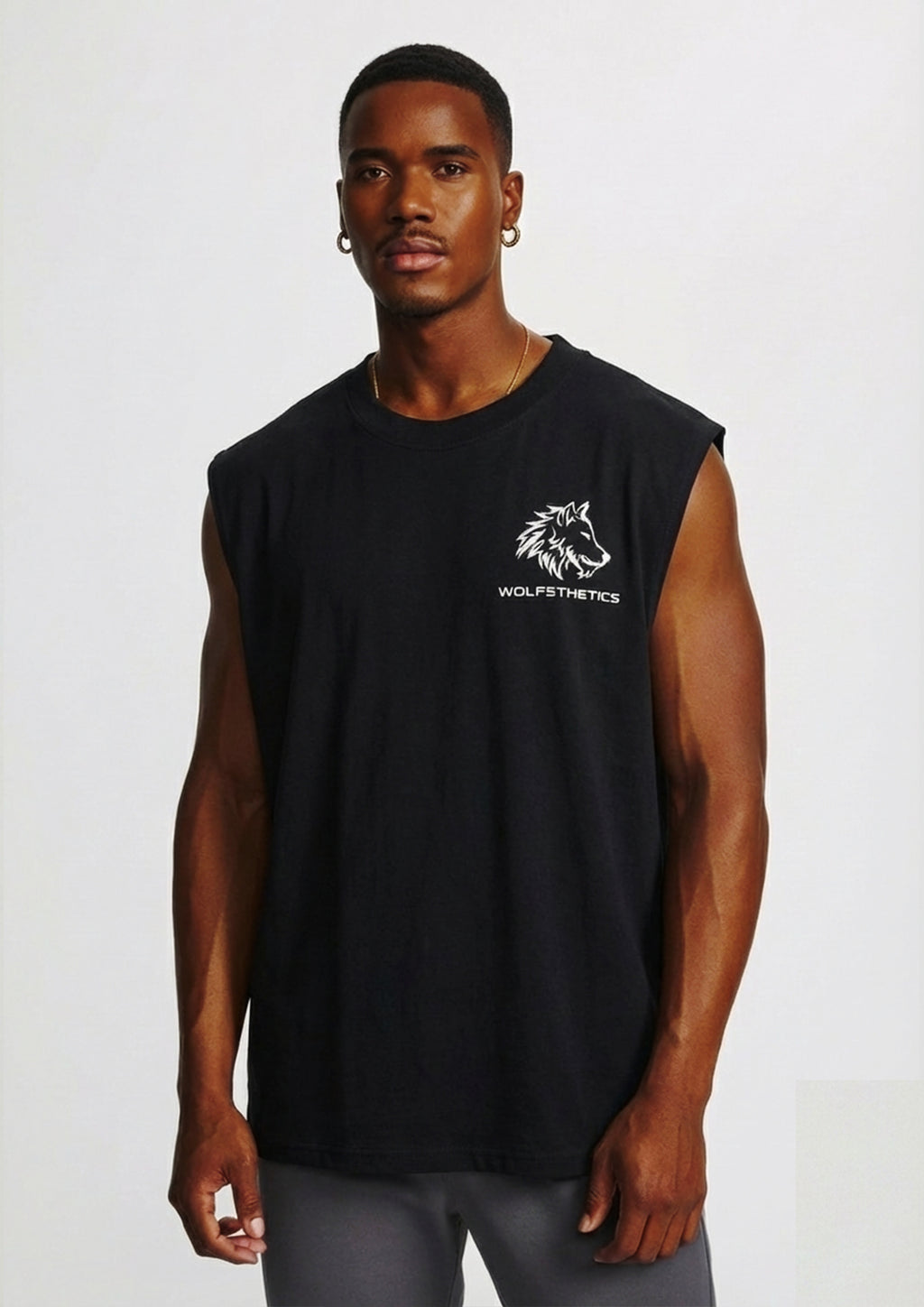 Sleeveless oversized cut offs Black