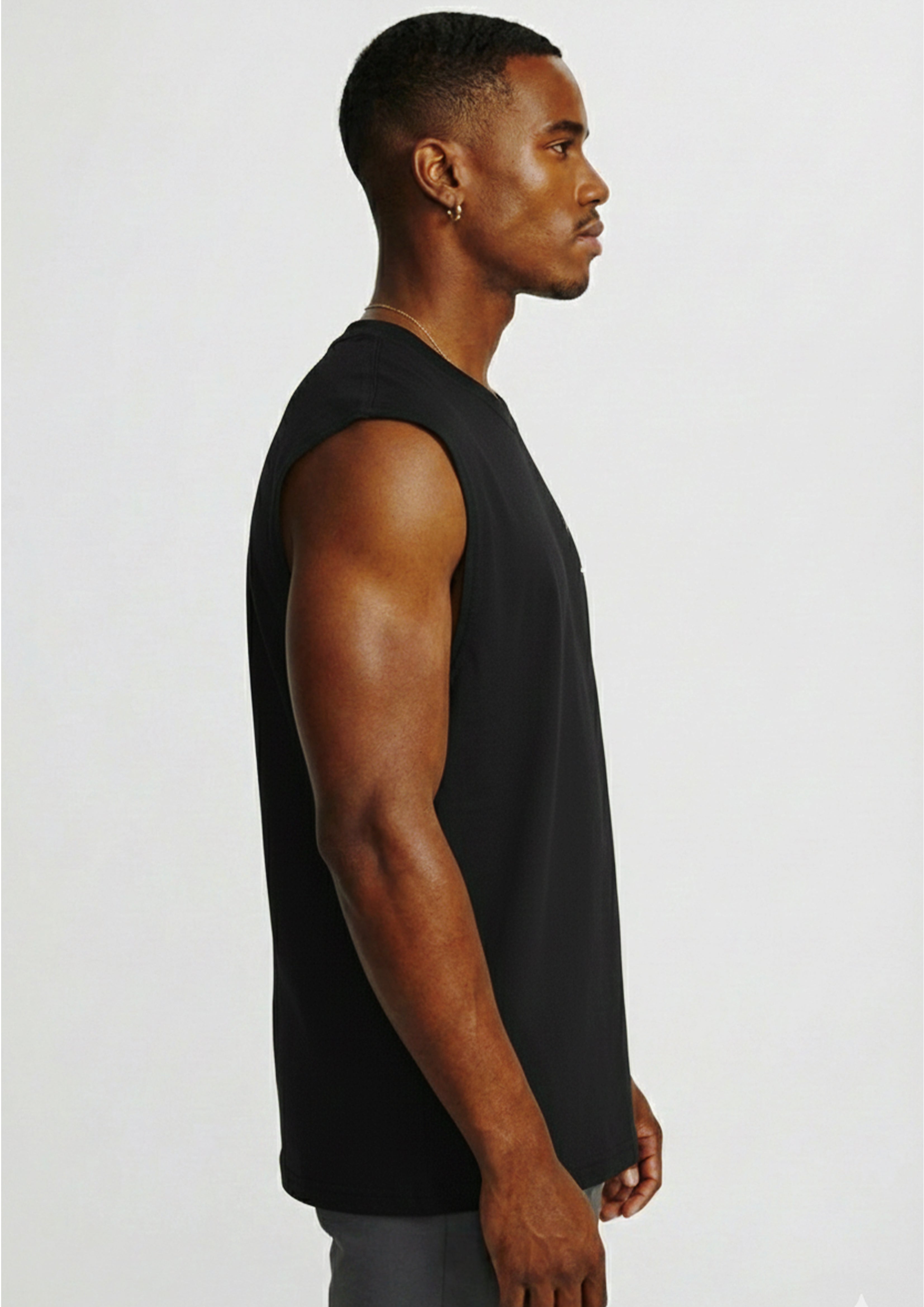 Sleeveless oversized cut offs Black