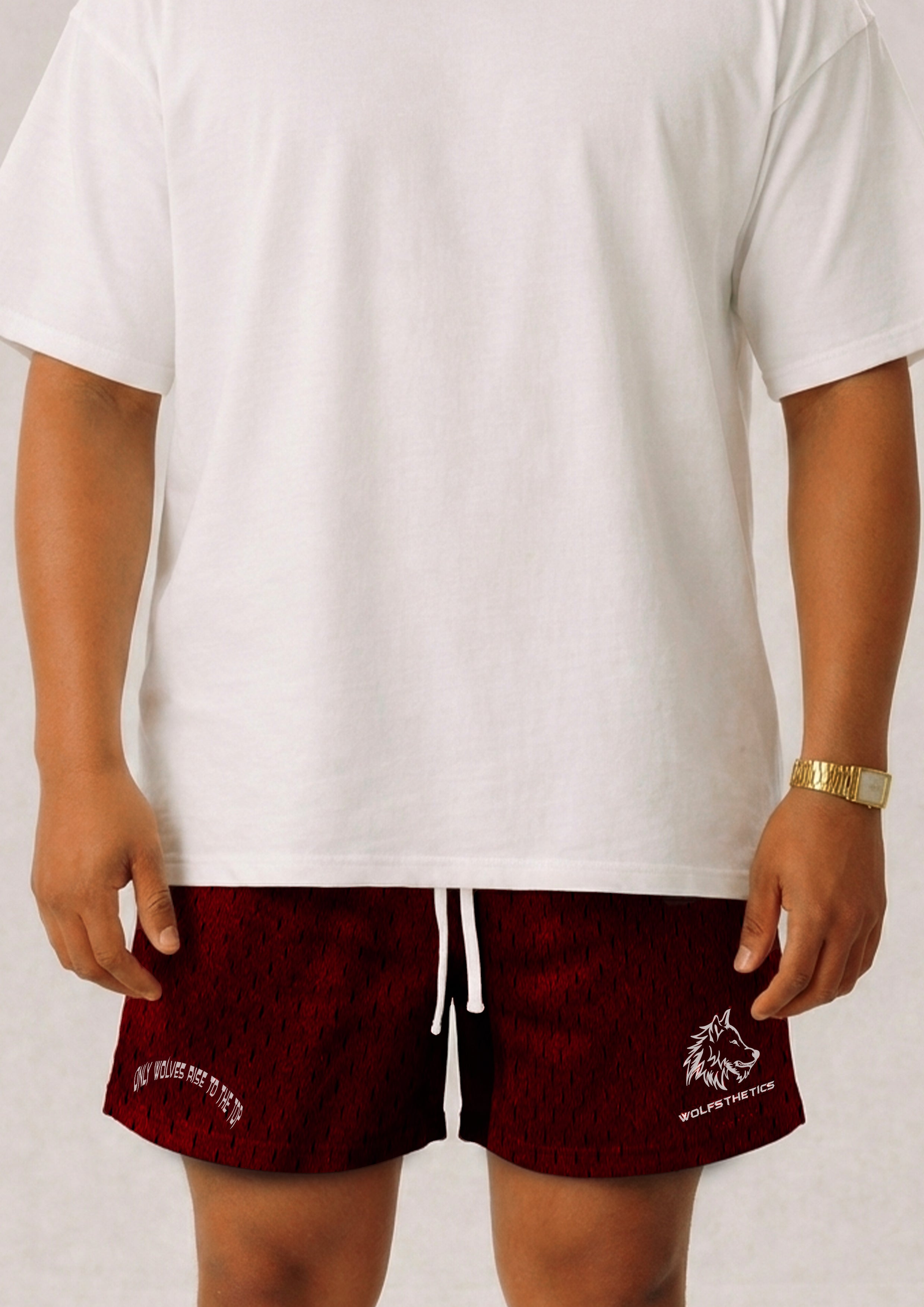 Maroon Polyester double mesh shorts