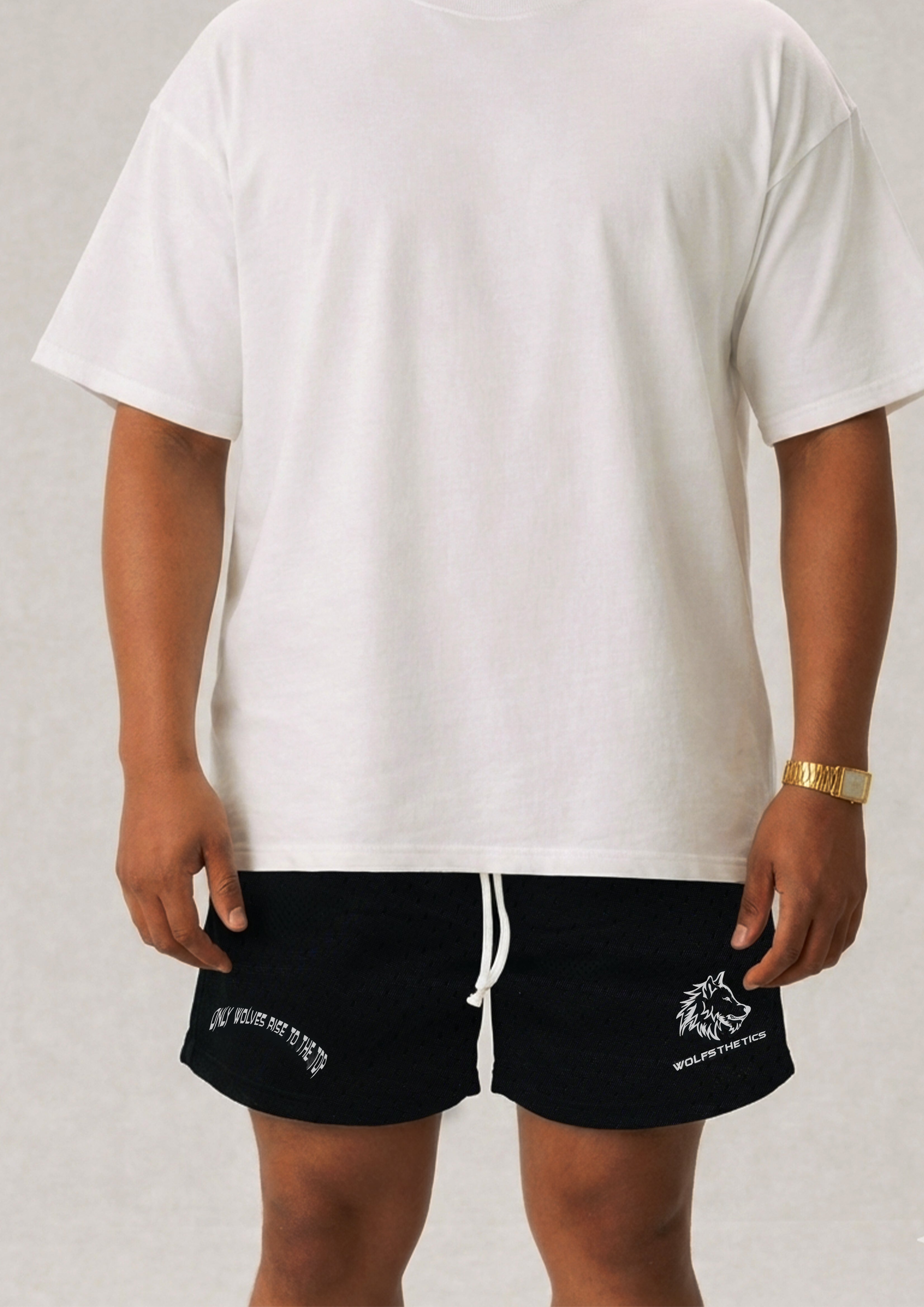 Black Polyester double mesh shorts