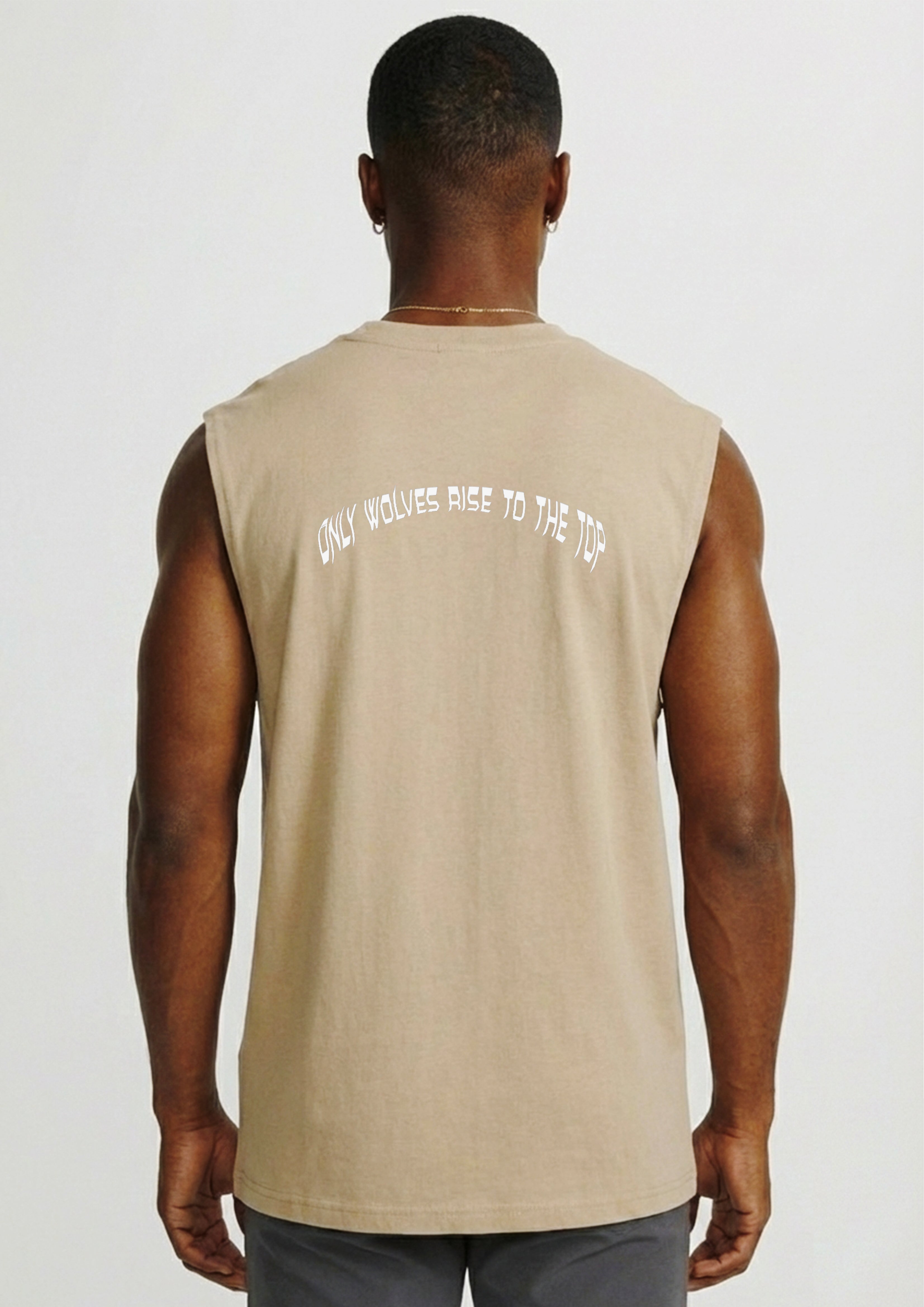 Sleeveless oversized cut offs beige