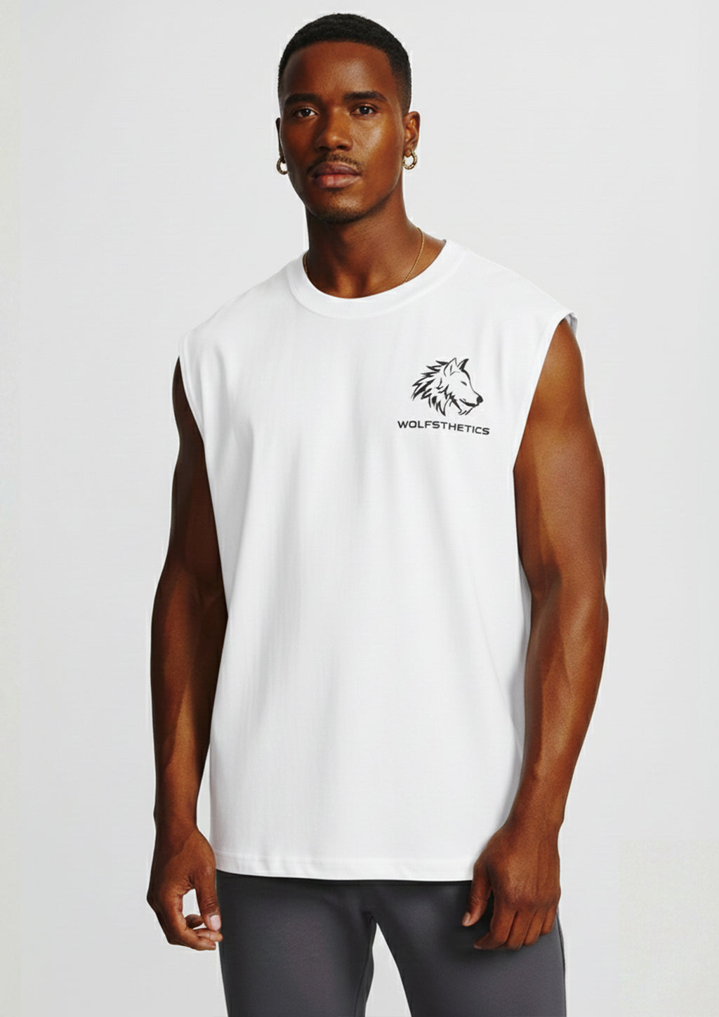 Sleeveless oversized cut offs white