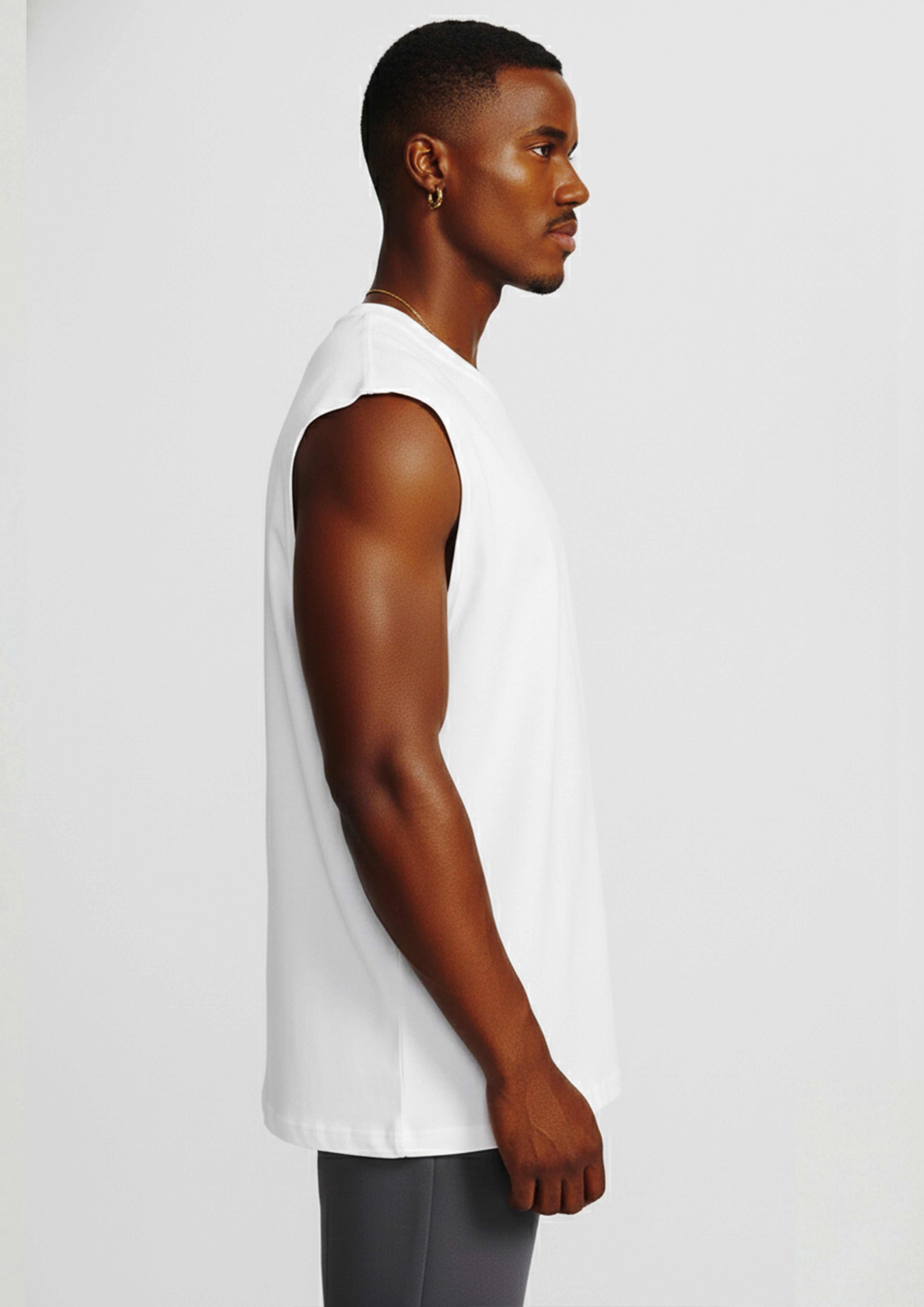 Sleeveless oversized cut offs white